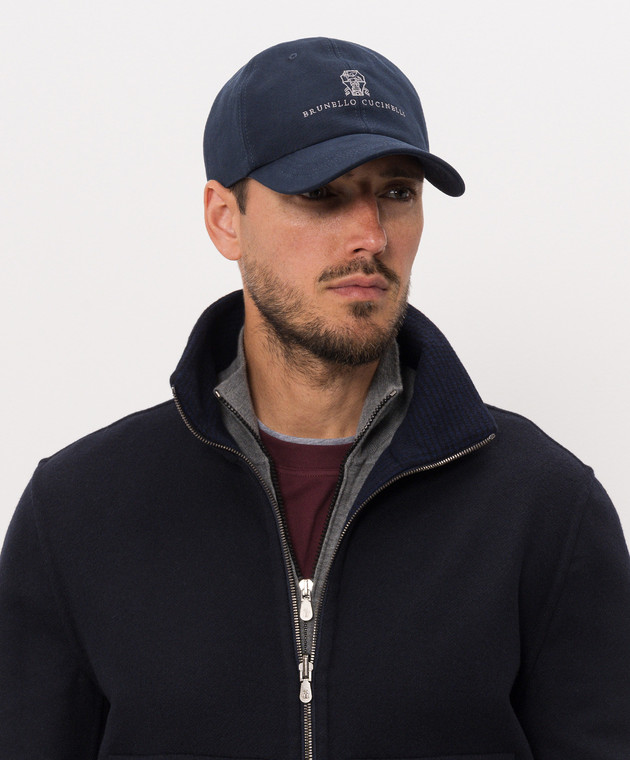 Brunello Cucinelli Синя кепка з вишивкою логотипа M252D9850 зображення 2