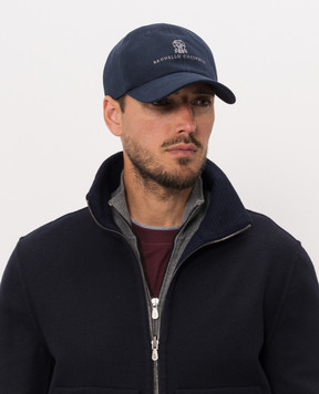 Brunello Cucinelli Синяя кепка с вышивкой логотипа M252D9850