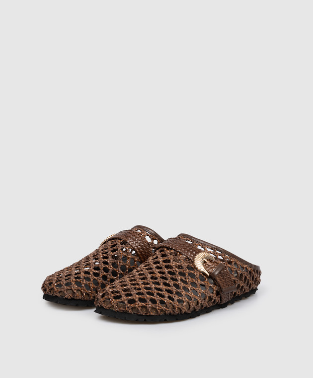Twinset Коричневі плетені мюлі 261TGT036 зображення 3