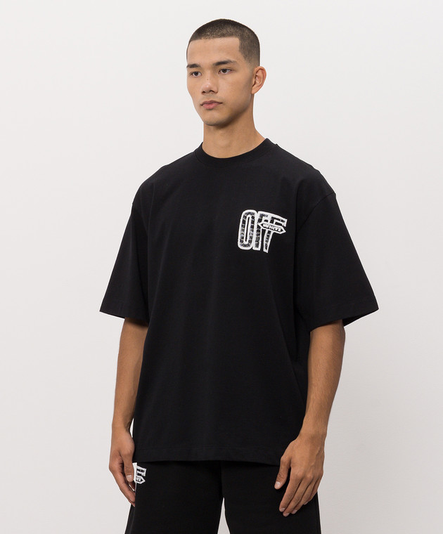 Off-White Черная футболка с принтом Arrow 44MAA120F26J00Y изображение 3