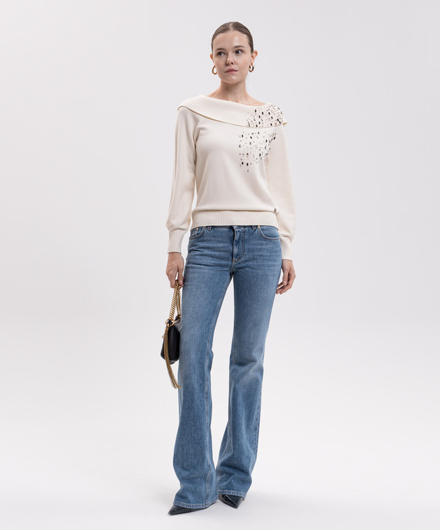 Twinset Джемпер цвета айвори с аппликацией 262AP3141 изображение 2