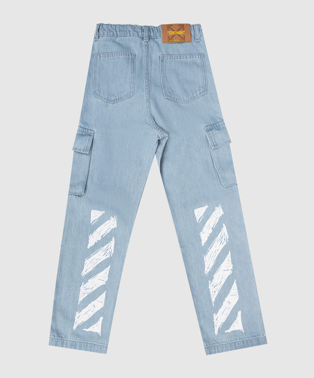 Off-White Дитячі блакитні джинси-карго з патчем логотипа 44BYB002S26D001 зображення 2