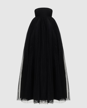 Off-White Черное платье макси с шерстью с драпировкой 2DB56VS26FAB001