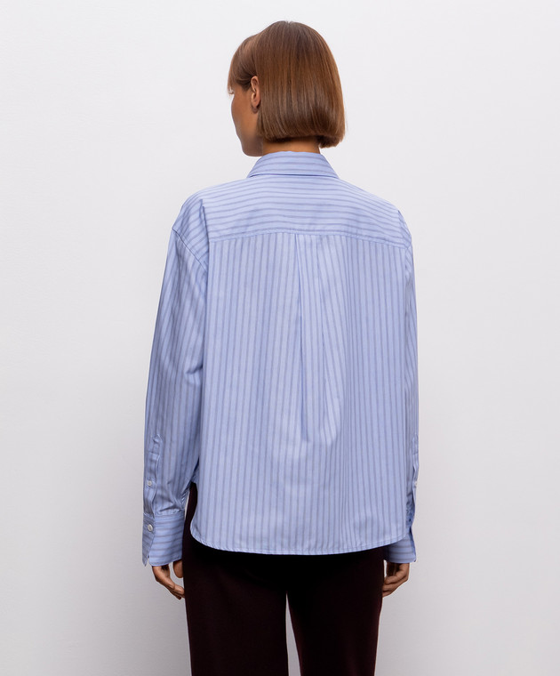 Victoria Beckham Голубая рубашка Ellys в полоску 1326WSH007474G изображение 4