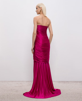 Balmain Розовое платье-бюстье с драпировкой GF1RM370JK74