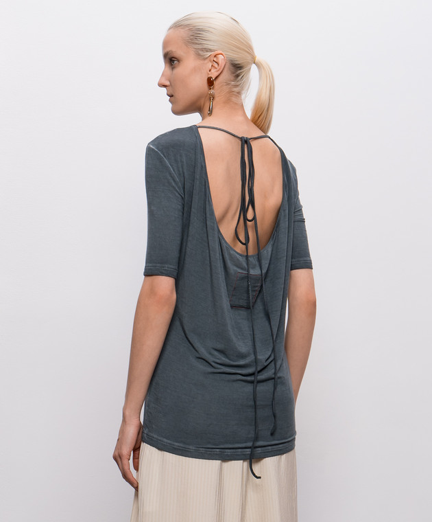 UMA WANG Синя футболка Tea UW1038 зображення 4