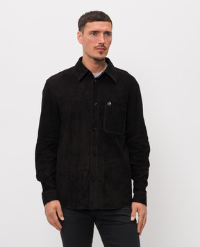 Stefano Ricci Чорна замшева сорочка з емблемою у вигляді голови орла M7J6100350SUEJS3