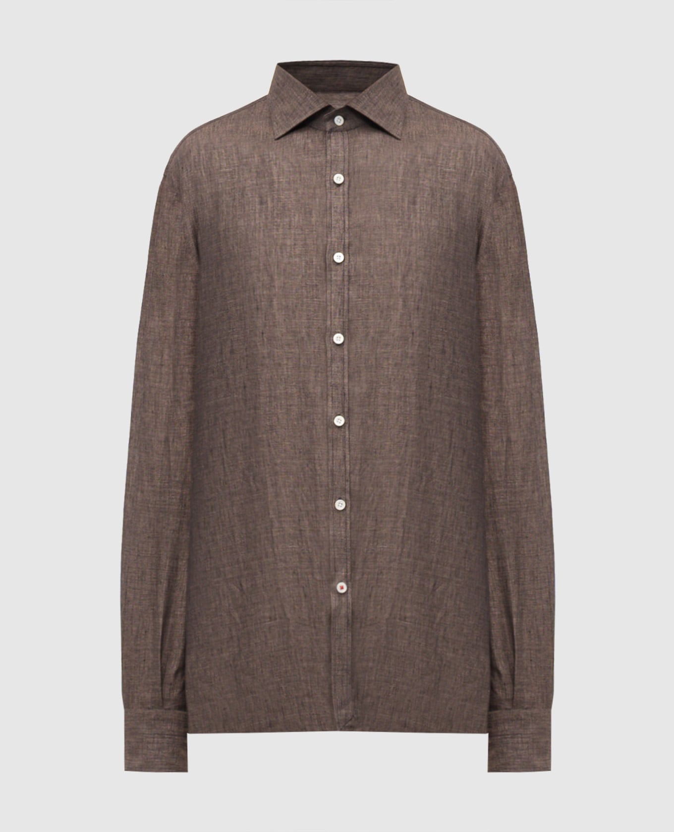 Коричневая рубашка из льна