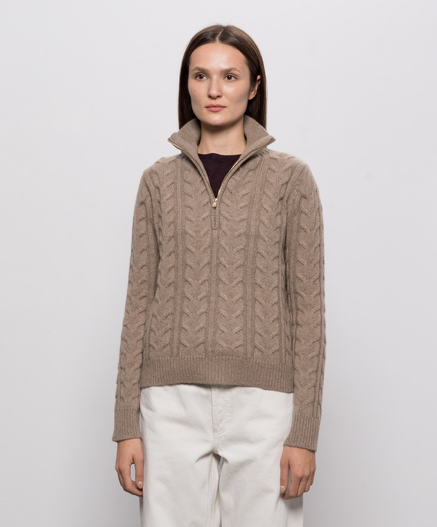 Max Mara Коричневий светр LIBERO з кашеміру MXMLIBERO зображення 3