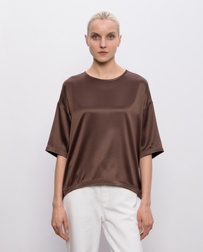 Brunello Cucinelli Коричневая блуза из шелка M0C59DZ310