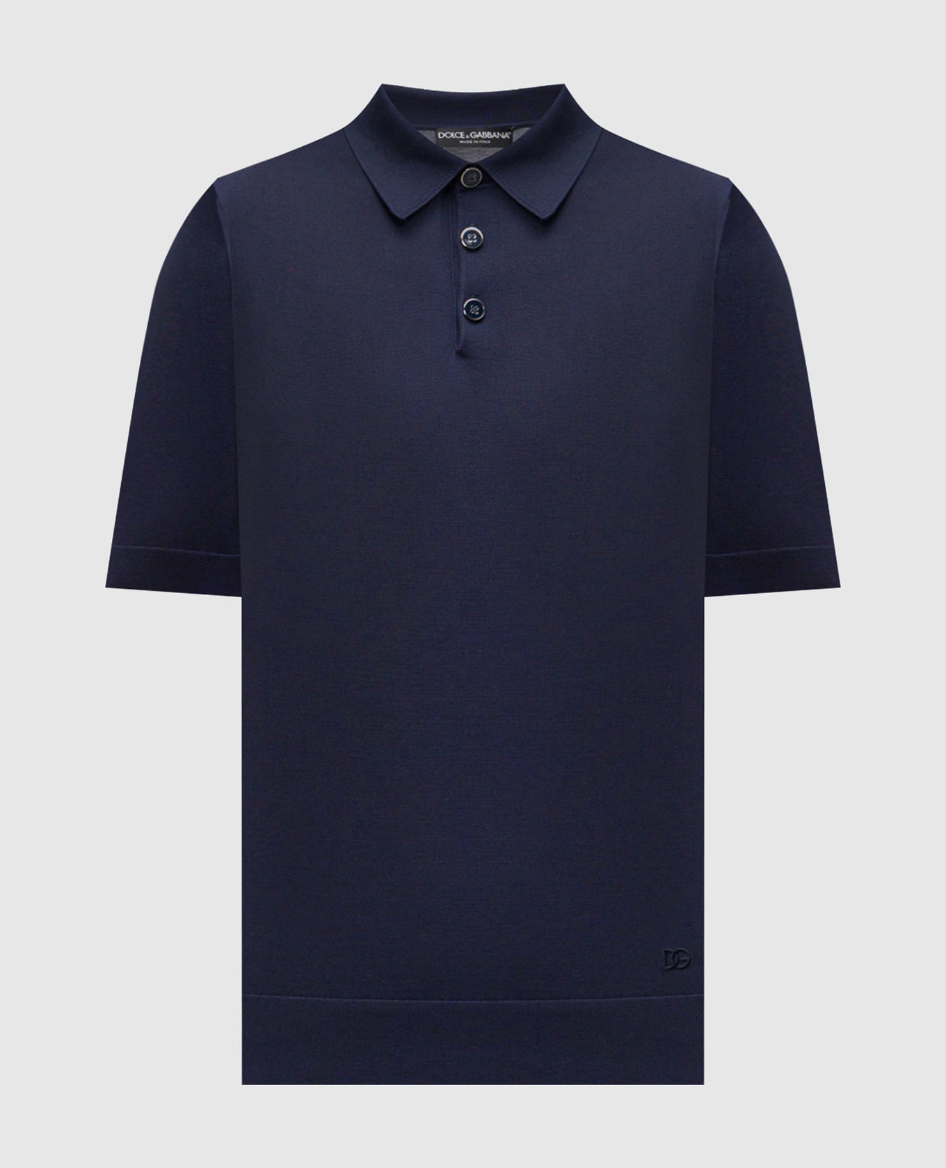 Синее поло из шелка с логотипом