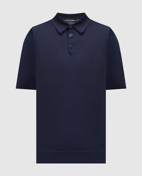 Dolce&Gabbana Синее поло из шелка с логотипом GXZ02ZJBSO5