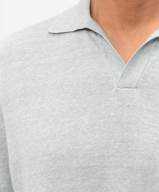 Pini Parma Блакитне поло з льоном POLOCOLIWAGR зображення 5