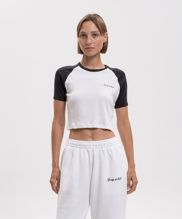 Sporty & Rich Белая укороченная футболка с принтом логотипа TO08471326WH09 изображение 3