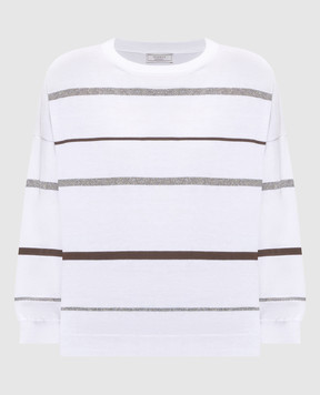 Peserico Белый джемпер в полоску A99093F149173M