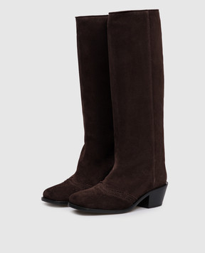Ermanno Scervino Коричневые замшевые сапоги D478Z750DIW