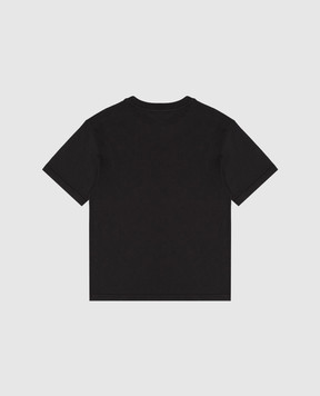 Dolce&Gabbana Детская черная футболка с фактурной монограммой логотипа DG L4JTHVG7Q0T26