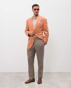 Brunello Cucinelli Оранжевый жакет с шерстью и шелком MR4998BFC8