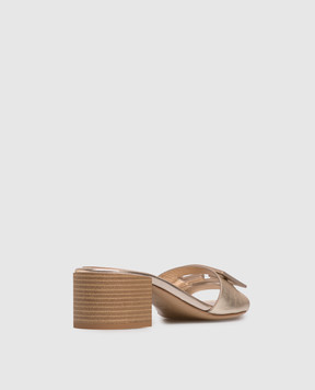 Fendi Золотые кожаные мюли Baguette 8R8862AY1R
