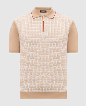 Stefano Ricci Бежеве поло з шовком у візерунок K414016P31F26167