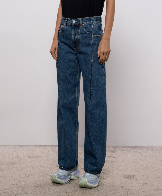Vetements Синие джинсы с логотип патч MH27DJ085BL изображение 3
