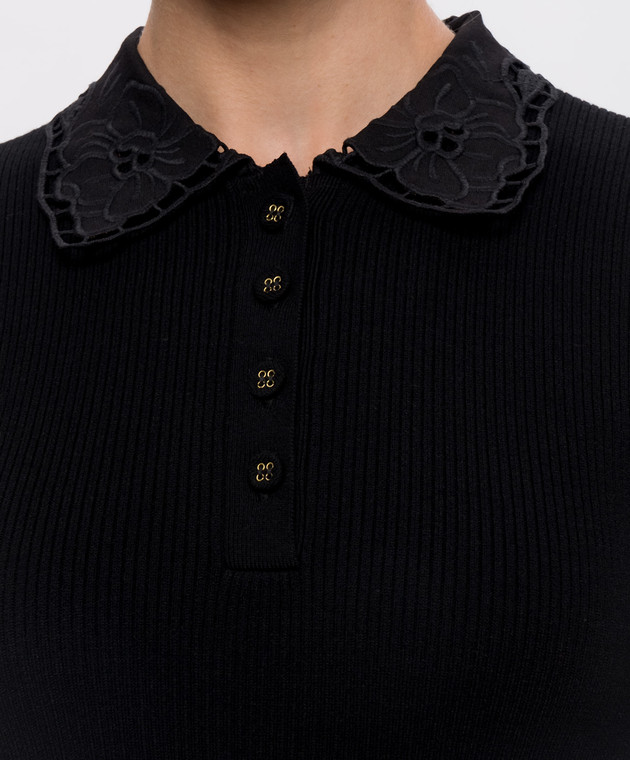 Twinset Черное поло в рубчик 262TP3380 изображение 5