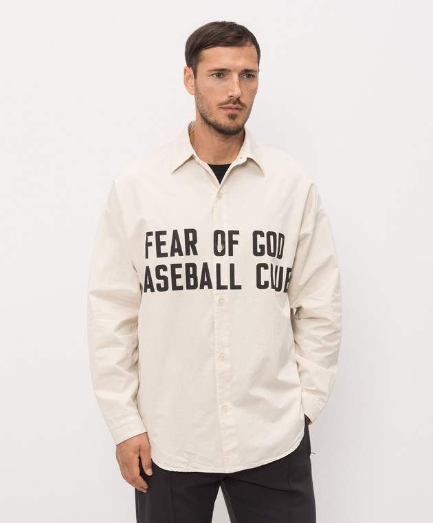 Fear of God Бежева сорочка з принтом логотипа FG9M60611BCG зображення 3