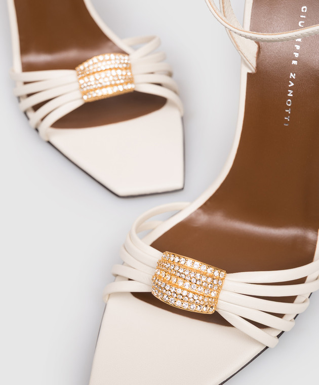 Giuseppe Zanotti Шкіряні босоніжки Sunset кольору айворі E600073 зображення 5