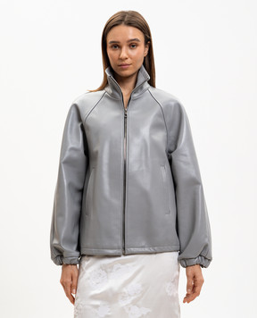 Babe Pay Pls Серая кожаная куртка прямого кроя 2602GRAND