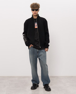 Balenciaga Чорний кардиган з брендовими нашивками 876816T1792