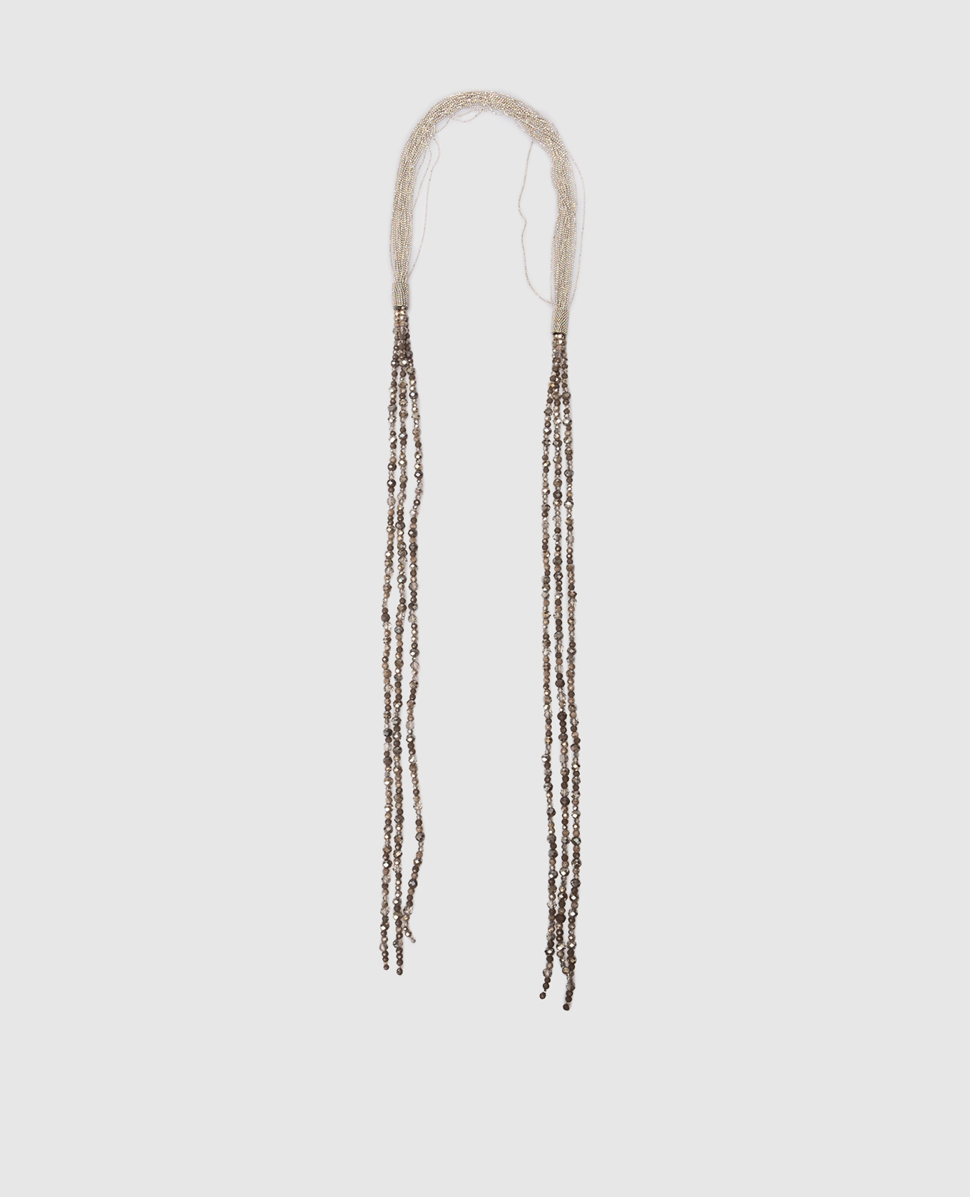 Коричневые бусы с цепочкой мониль и бусинами