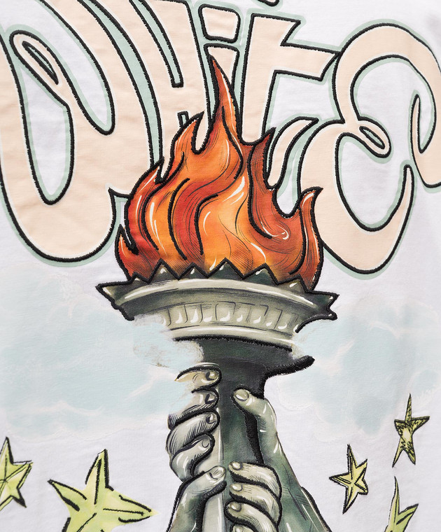 Off-White Біла футболка Show NYL з принтом та вишивкою 44MAA120Z26J004 зображення 5