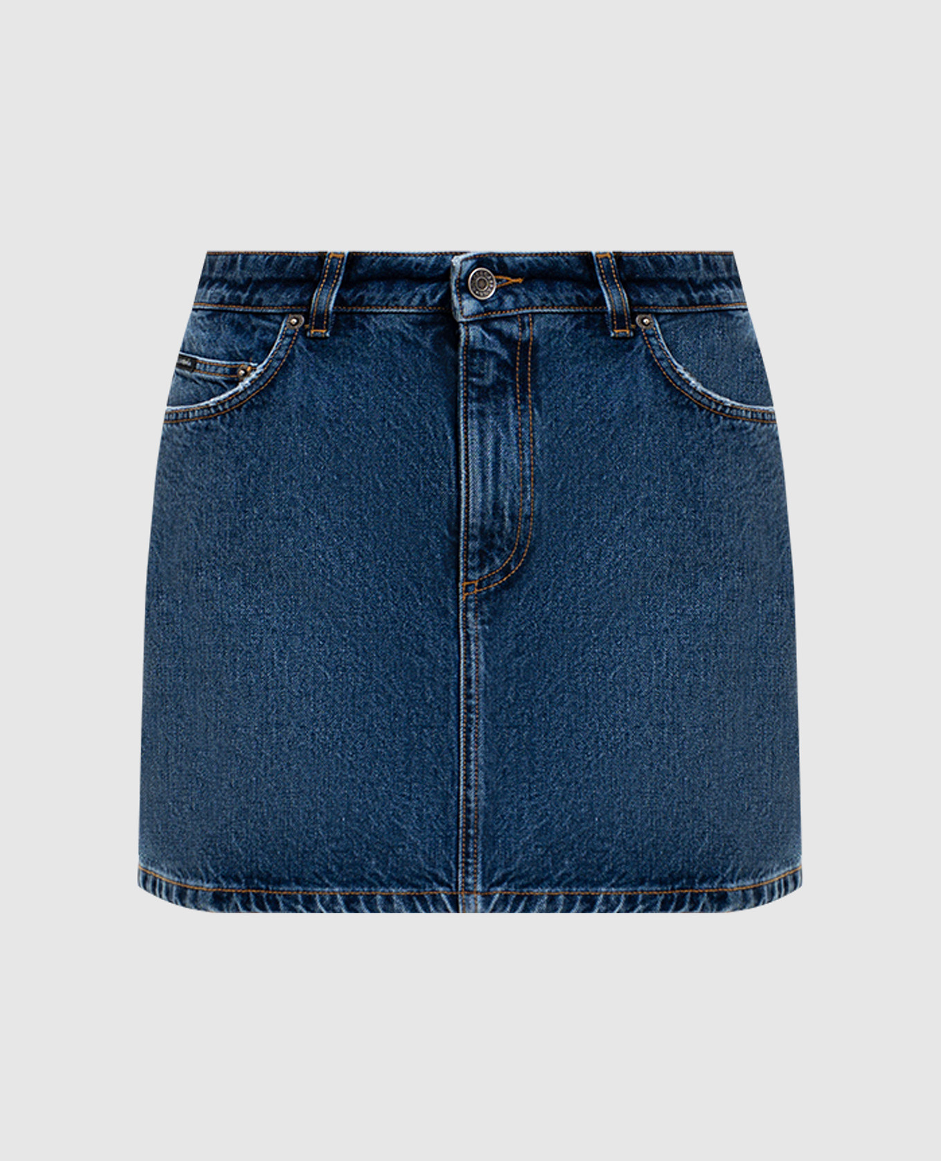 Синя джинсова спідниця міні з патчем логотипа