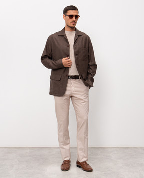 Stefano Ricci Коричнева сорочка з льону, вовни і шовку SP008138B127HA