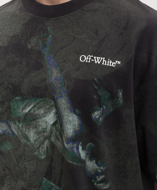 Off-White Футболка кольору хакі Dark Caravaggio 44MAA120S26J00D зображення 5