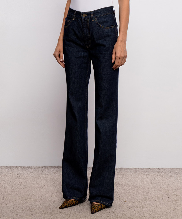Saint Laurent Синие джинсы с логотип патч 873630Y21MA изображение 3