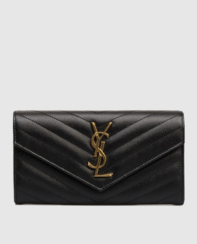 Saint Laurent Черный кожаный стеганый кошелек CASSANDRE 372264BOW01