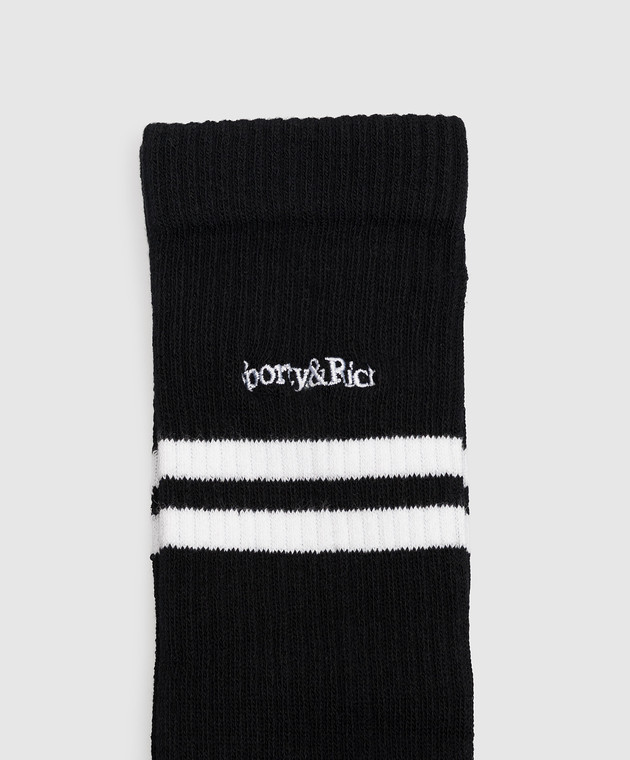 Sporty & Rich Черные носки с вышивкой логотипа AC10782300BA06 изображение 2
