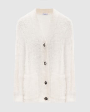 Brunello Cucinelli Білий кардиган з вовни та шовку MLD346106