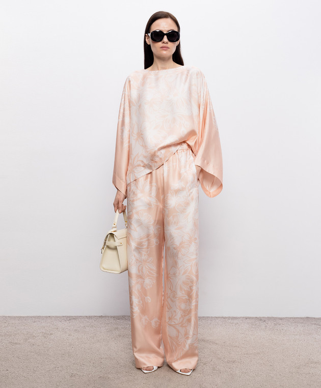 Agnona Бежева блузі із шовку в квітковий принт TT1106YS4068 зображення 2