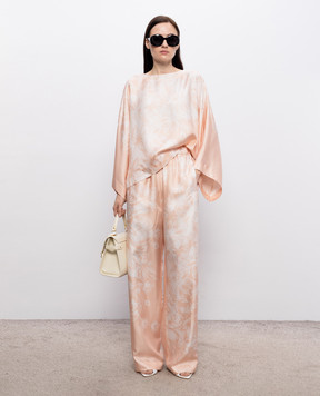 Agnona Бежева блузі із шовку в квітковий принт TT1106YS4068