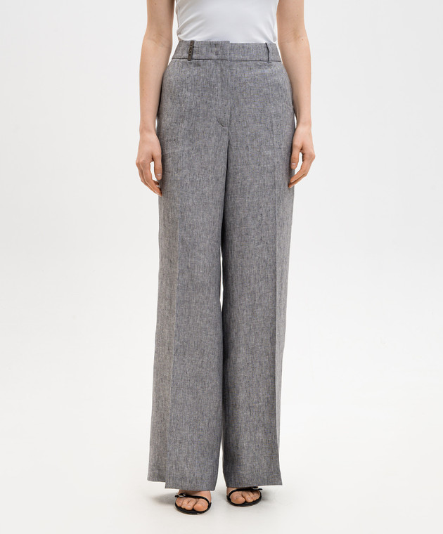 Peserico Серые брюки из льна с брендовой нашивкой P0433502629 изображение 3