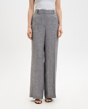 Peserico Серые брюки из льна с брендовой нашивкой P0433502629