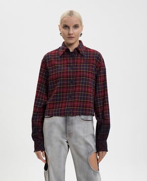 Off-White Бордовая рубашка в клетку с эмблемой OWGE02HF25FAB001