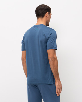 Kiton Голубая футболка с вышивкой логотипа UMK1274