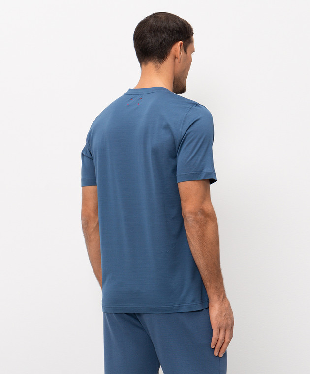 Kiton Синя футболка з вишивкою логотипа UMK1274 зображення 3