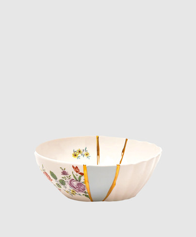 Белый фарфоровый салатник Kintsugi с принтом