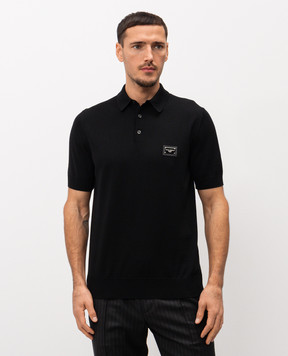 Dolce&Gabbana Чорне поло з вовни з логотипом GXO38TJCVC7
