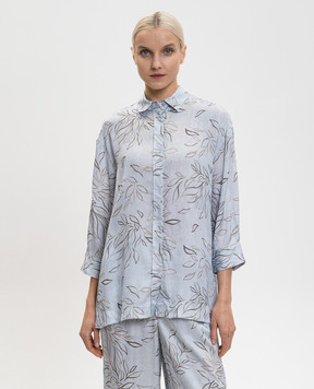 Peserico Блакитна блуза в принт з ланцюжком моніль A0640104742