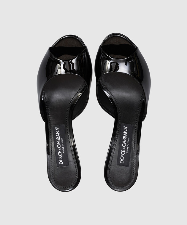 Dolce&Gabbana Черные кожаные лакированные мюли Keira CR2023A1471 изображение 4
